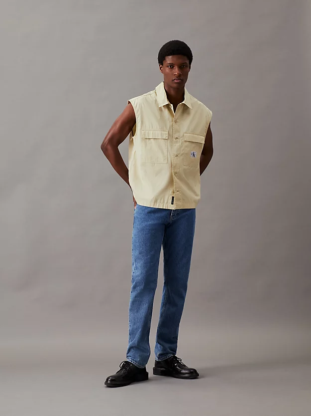 Camisa sem mangas de algodão popeline
