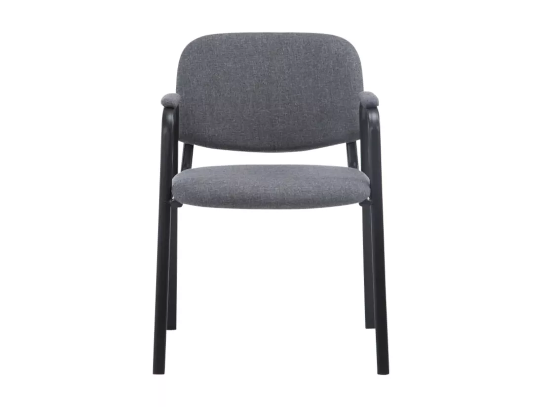 Lot de 4 Chaise de conférence - Tissu & Métal noir mat - Gris - Ken Pro
