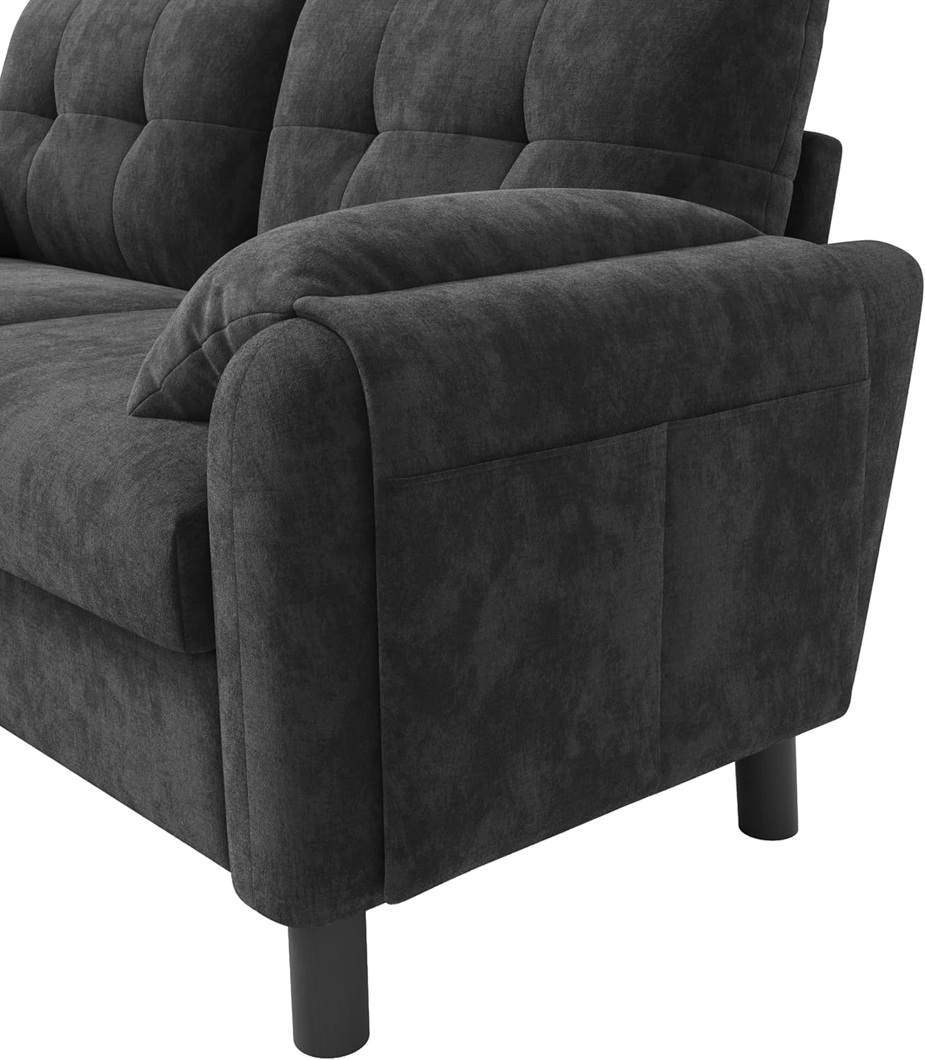 Sofa mit Schlaffunktion, Sofa 2 Sitzer, Bequemes Polstersofa aus Chenille Stoff mit Dicken Kissen, Gemütliche Couch für Wohnzimmer, Schlafzimmer, Kleine Wohnung, Grau