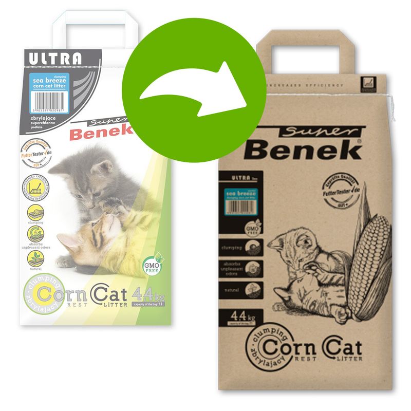 Super Benek Corn Cat Ultra, senteur brise marine pour chat ✓ pas cher