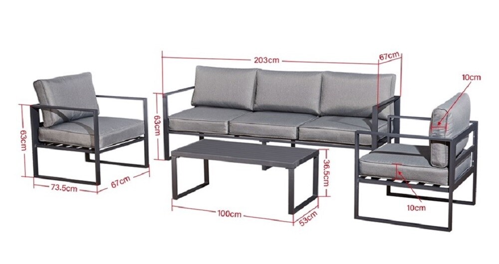 Jet-Line Jet-Line Gartenmöbel Lounge Garten Möbel KRETA II anthrazit Aluminium