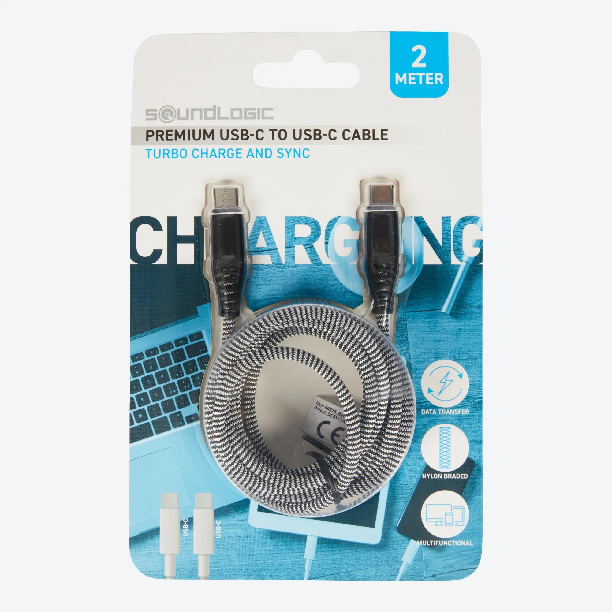 Soundlogic Premium-Ladekabel, USB-Type-C zu USB-Type-C, ca. 2m