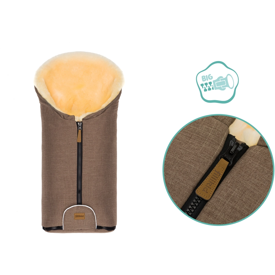 fillikid Winterfußsack Pamir Gr. 0 Echtfell braun melange