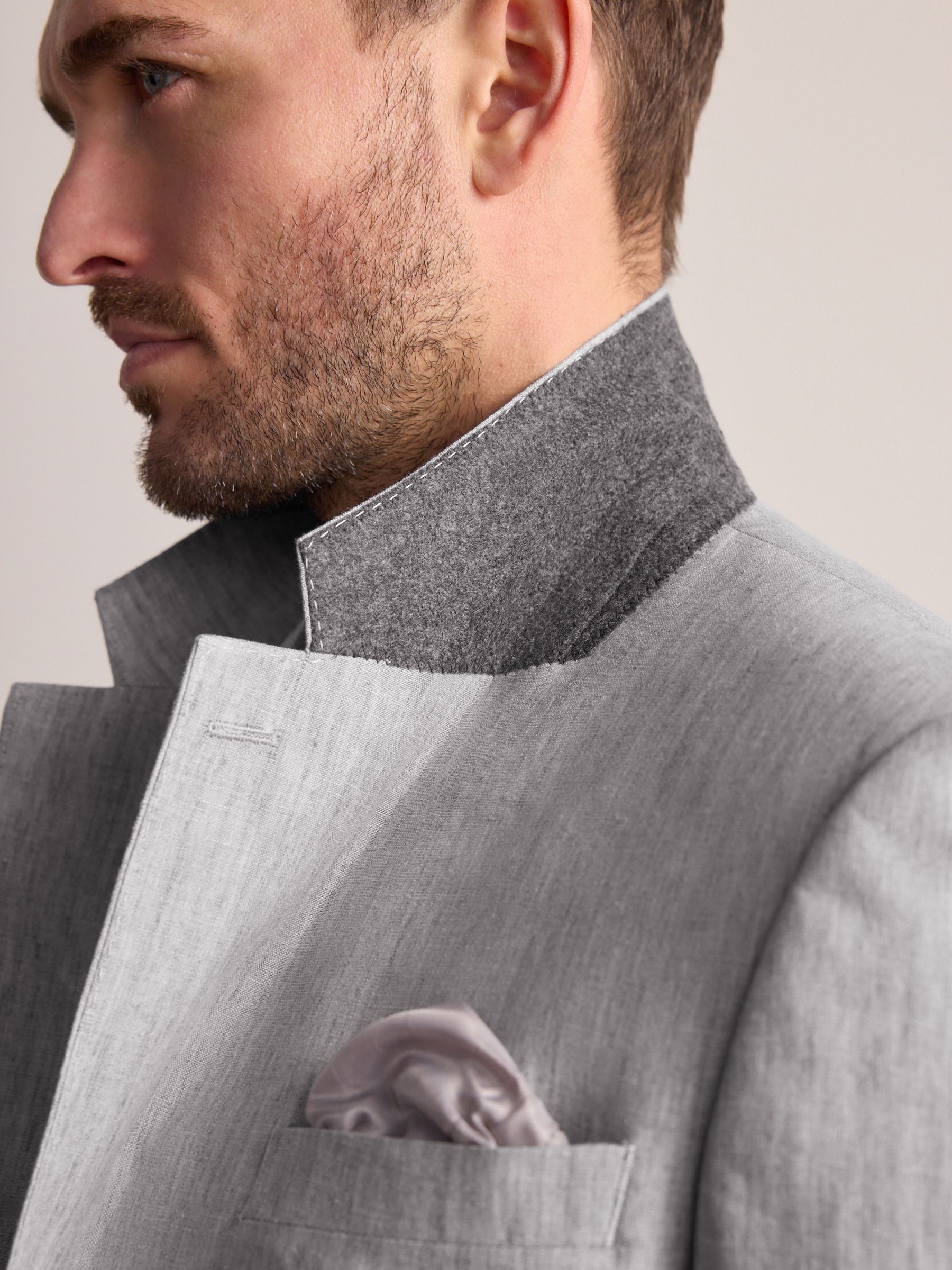 Lichtgrijs - Slimfit Leomaster Italiaans 100% linnen colbert