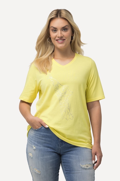 T-Shirt, Metallic-Tier, Classic, V-Ausschnitt, Halbarm
