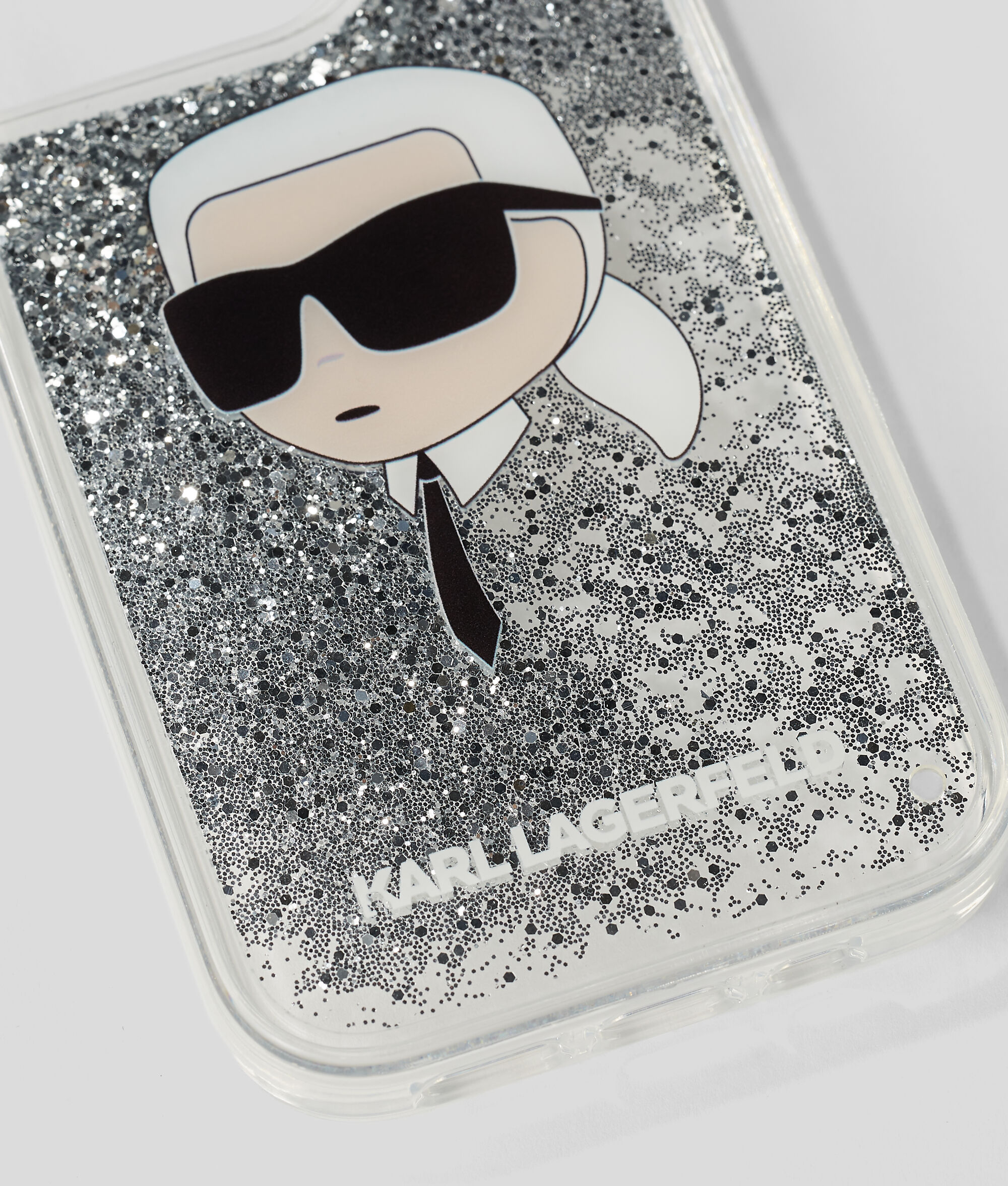 Coque Karl en gel pailleté pour iPhone 14 Pro