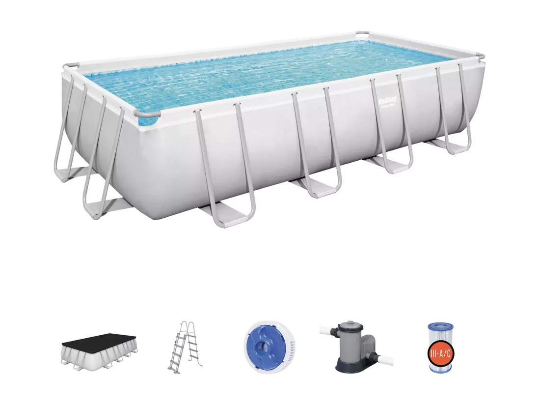 Piscine Hors-sol Tubulaire Bestway Power Steel 549x274x122 cm Épurateur à Cartouche de 5 678 L/H Bâche et Échelle