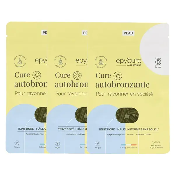Epycure: Tratamento de autobronzeamento rápido de 3 meses sem exposição solar para uma tez dourada e uniforme.