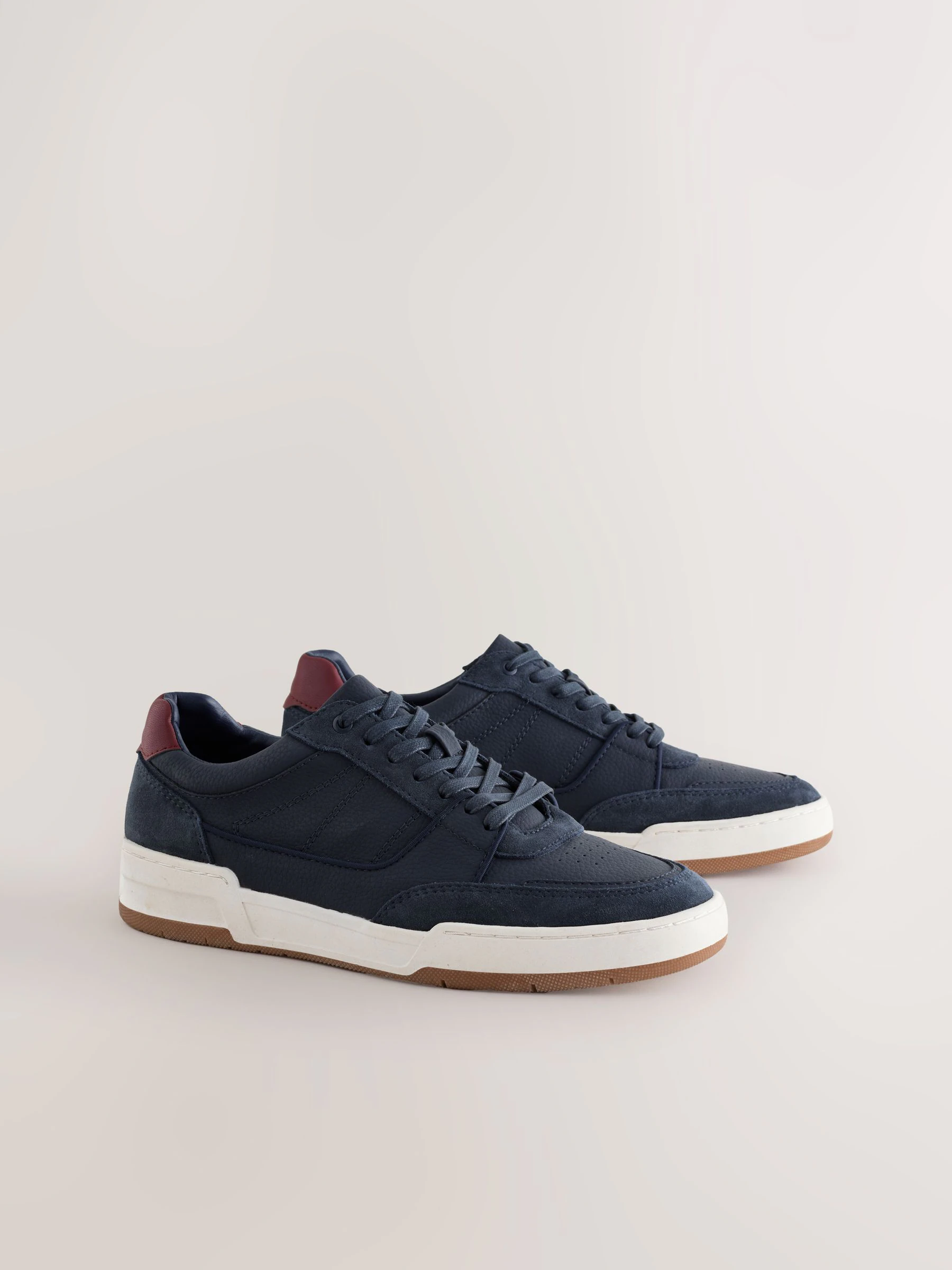 Marineblauw - Smart Casual Trainers with Suede Trim