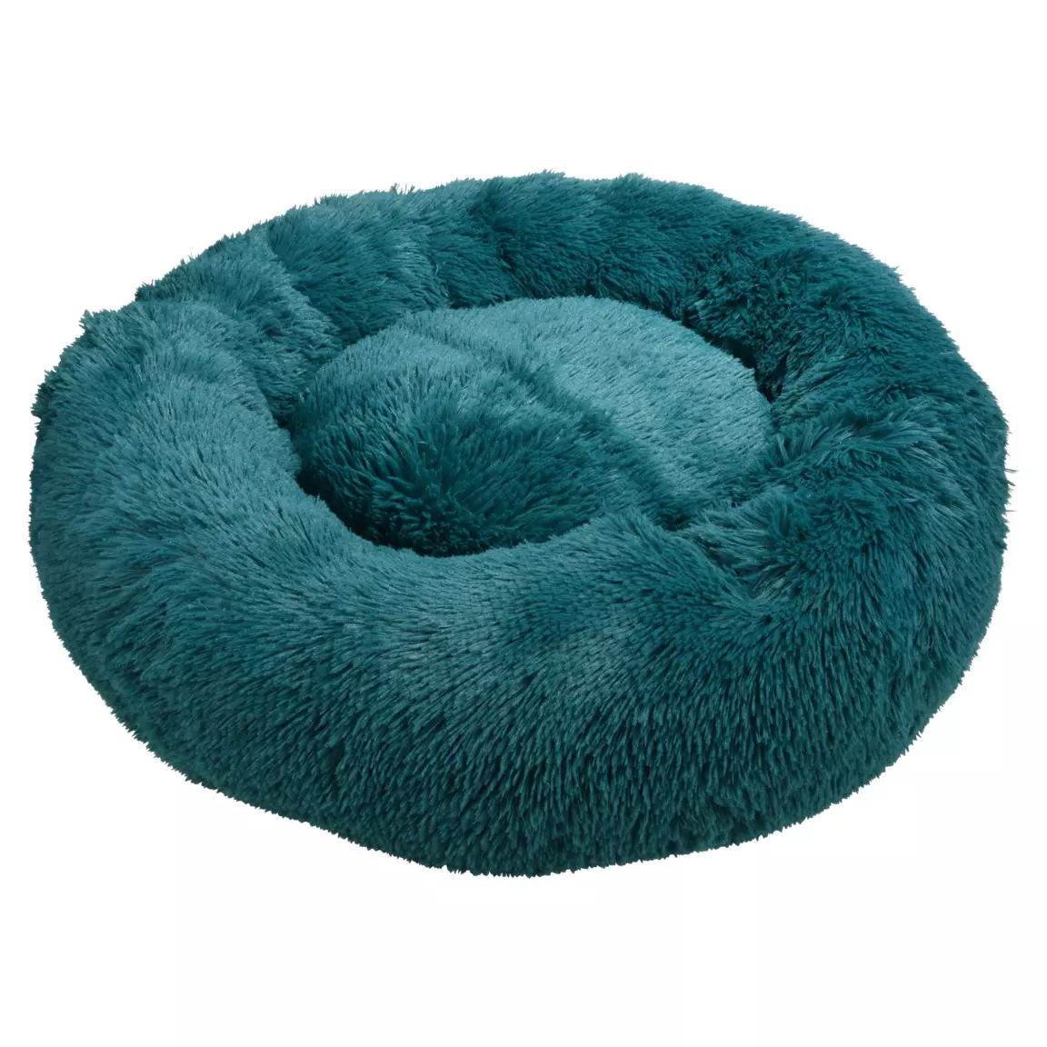Coussin rond apaisant pour chat et chien Fluffy D95 cm Bleu pétrole