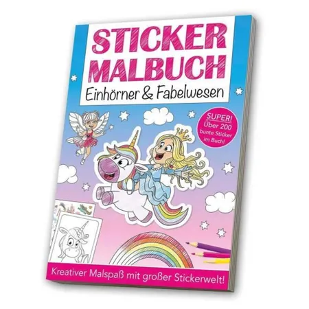 media Verlag Mal und Stickerbuch Einhörner und Fabelwesen, A4