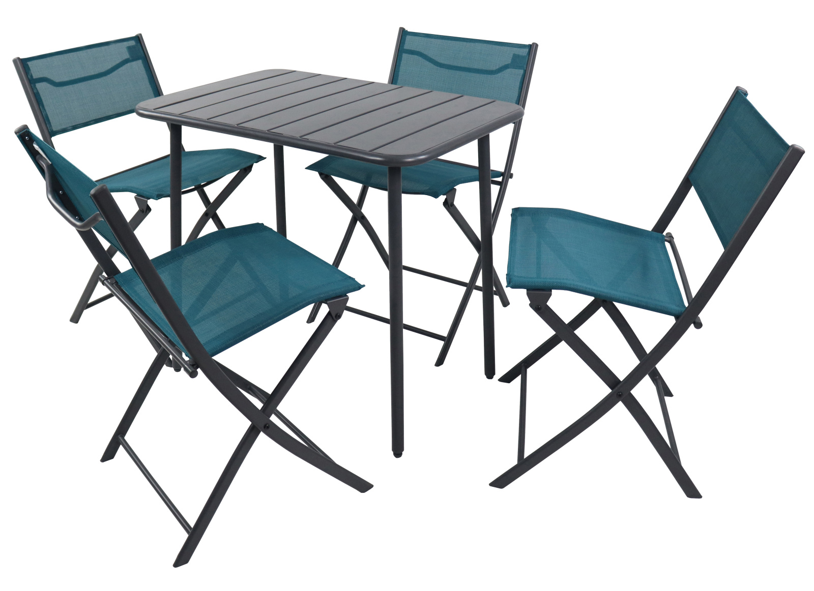 5-teiliges Gartenmöbel-Set - türkis-anthrazit - 80 cm