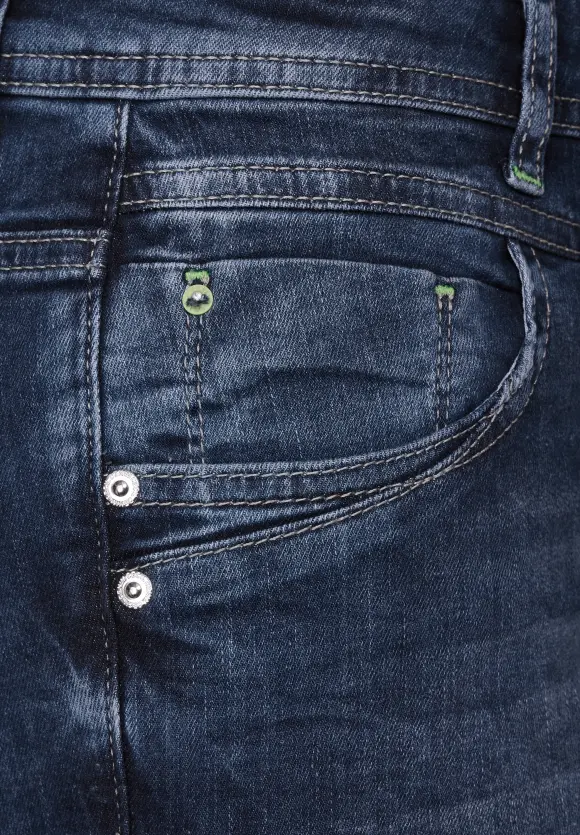 Turn-Up Slim Fit Jeans - Dark blue wash