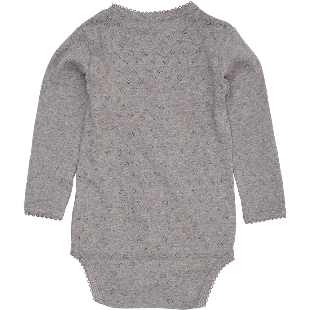 Køb COPENHAGEN COLORS Grey Mel. Pointelle Heart Crossover Body Ls