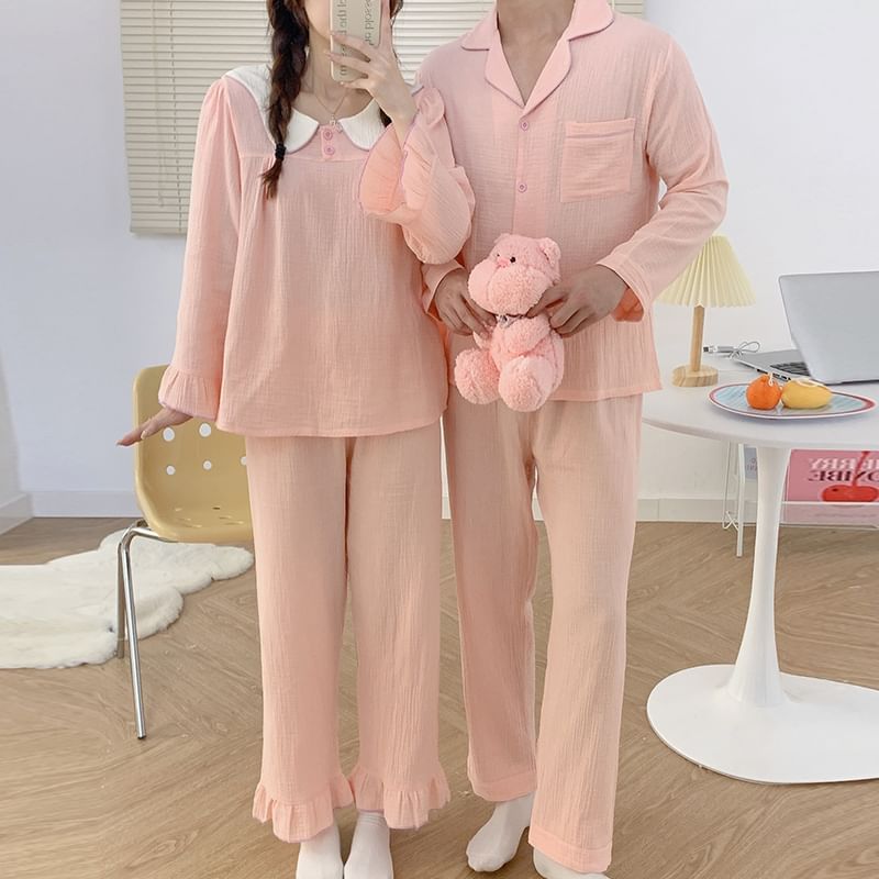 Siensien - Bijpassende pyjamaset voor koppels: top met lange mouwen + broek
