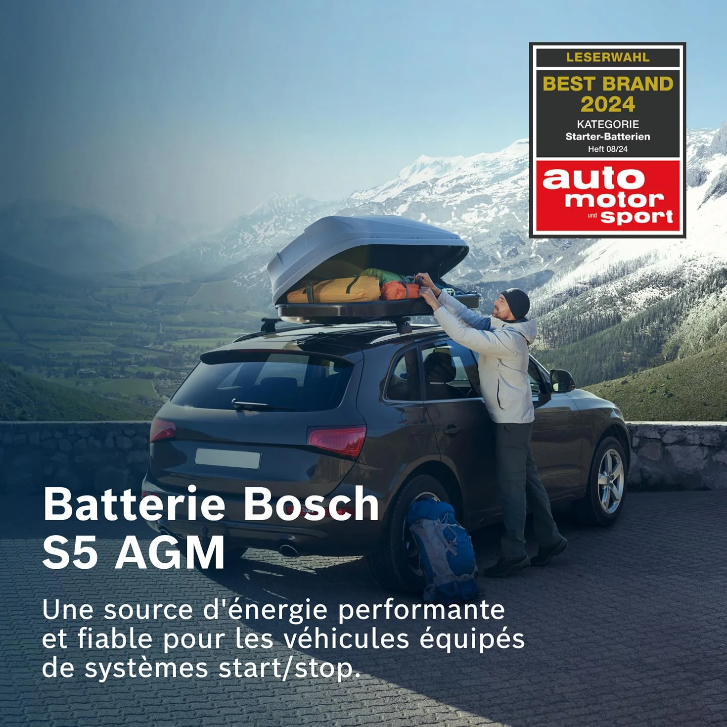 Bosch S5 A08 Batterie Auto 70 A/h - 760 A - Batterie 12 V, AGM Plomb-acide pour Véhicules avec Système Start/Stop, (-) (+), 278 x 175 x 190 mm - Pour Véhicules avec Récupération d'Énergie au Freinage