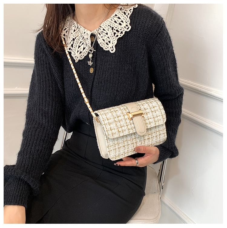 Kleevelind - Geruite klep-ketting schoudertas
