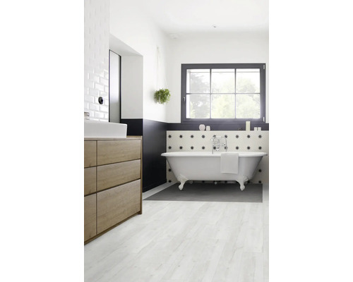 Premium vinylplank, lichtgrijswit eiken, zelfleggend, 18,4 x 121,9 cm