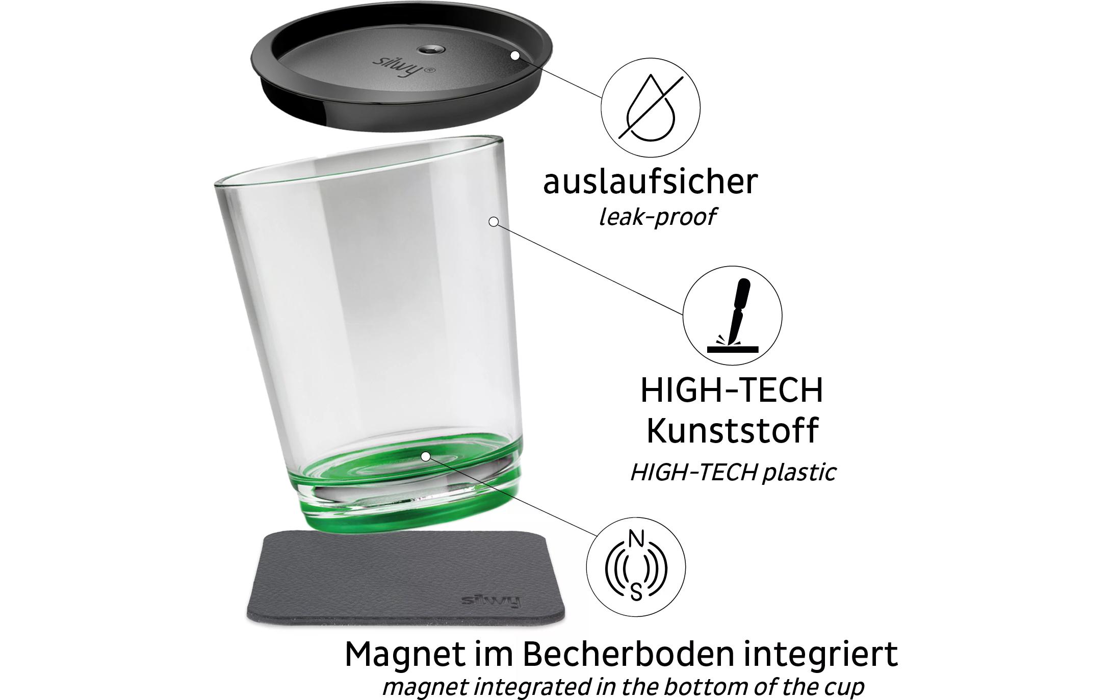Magnet-Kunststoff-Trinkbecher Triple GrünStandfeste, unzerbrechliche Becher