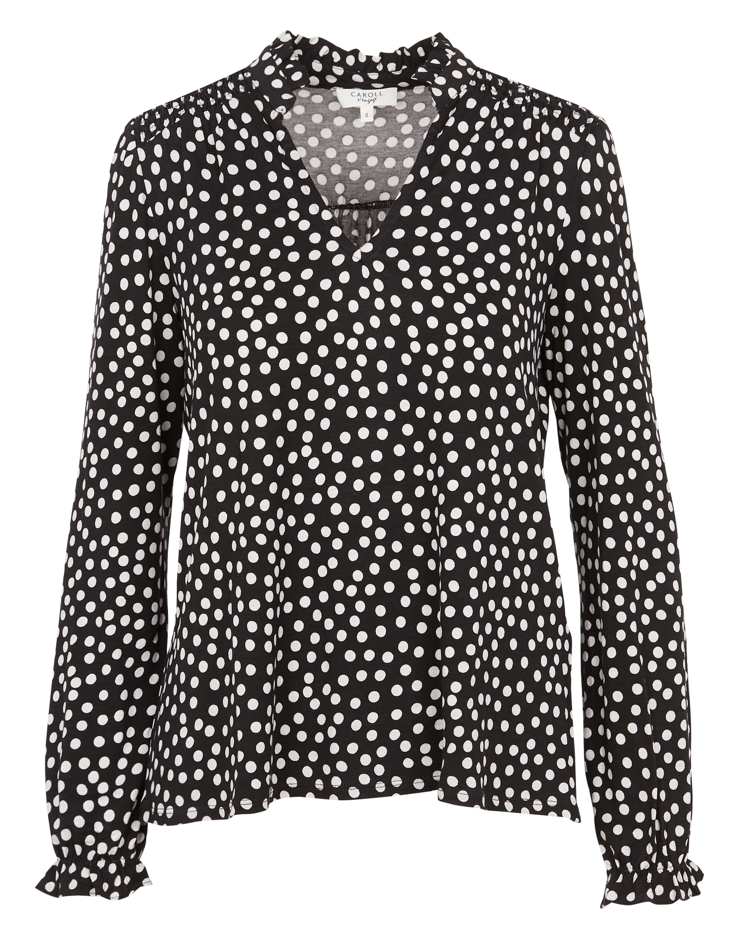 TILTA - Blouse droite col tunisien imprimé | Noir