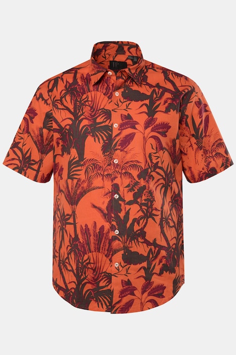 Leinenmix-Hemd, Halbarm, Allover-Print, Kentkragen, Modern Fit, bis 8 XL