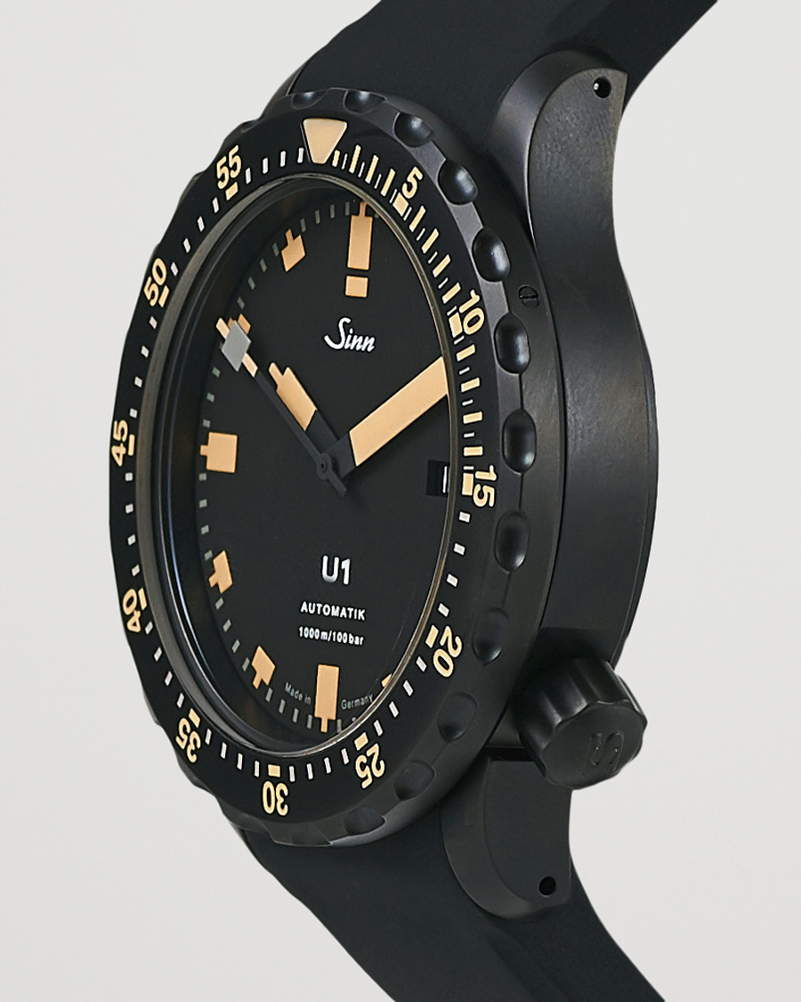 Sinn U1 Black Hard Coating Diving Watch 44mm Black/Ivory