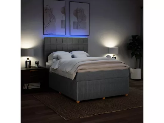 Sommier à lattes de lit avec matelas Gris clair 160x200cm Tissu