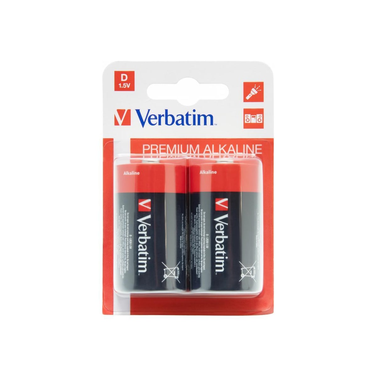 verbatim Batteries, D (LR20), 2 pcs Alkaline, 1.5 V