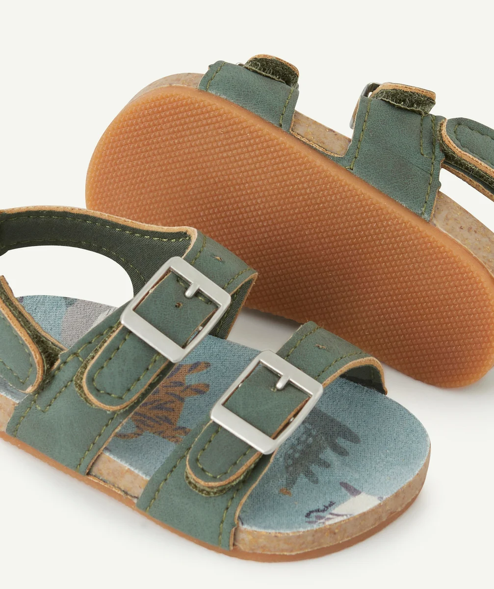 CHAUSSONS STYLE SANDALES BÉBÉ GARÇON VERTS AVEC BOUCLES