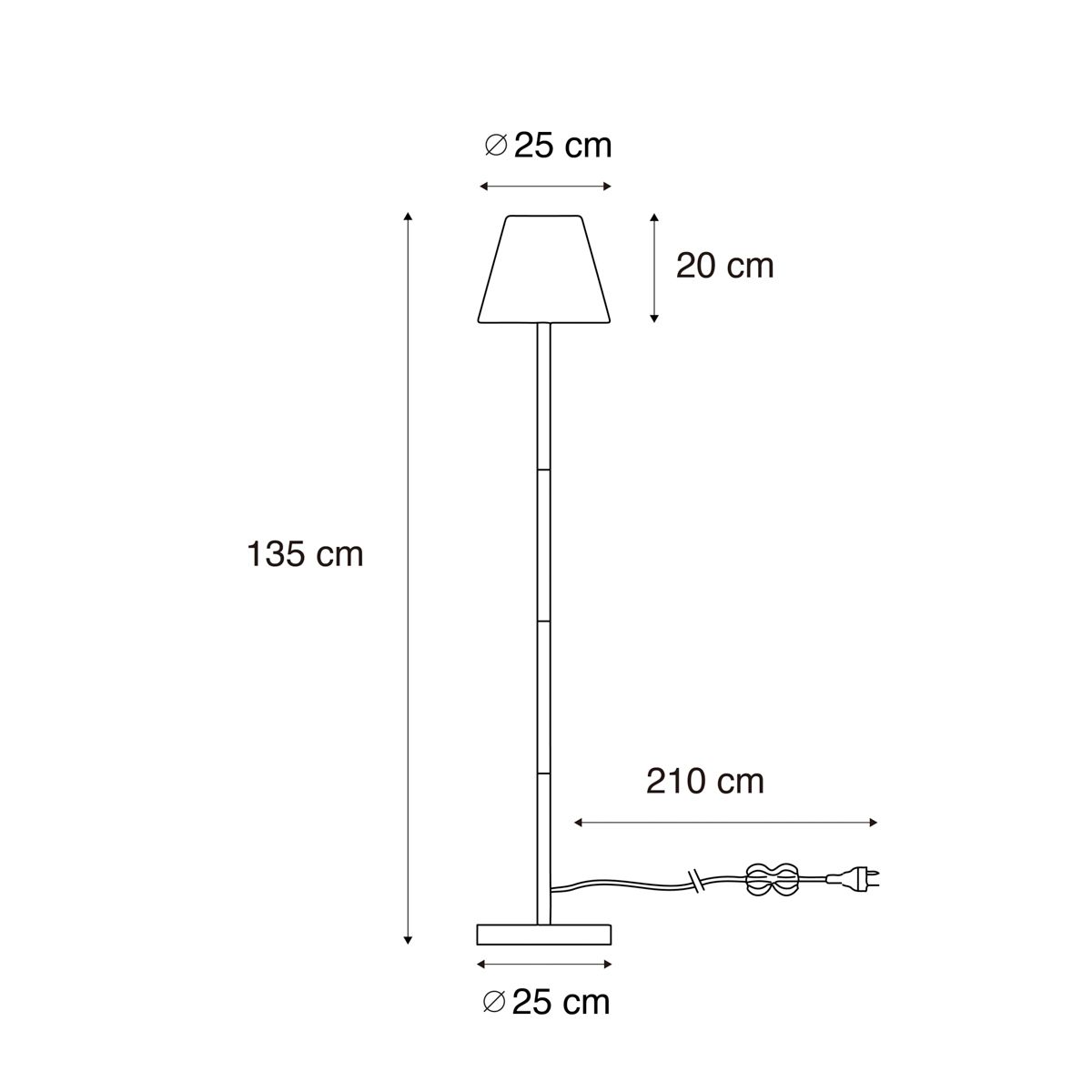 Smart moderne buiten vloerlamp zwart kap wit  incl. Wifi A60 - Virginia