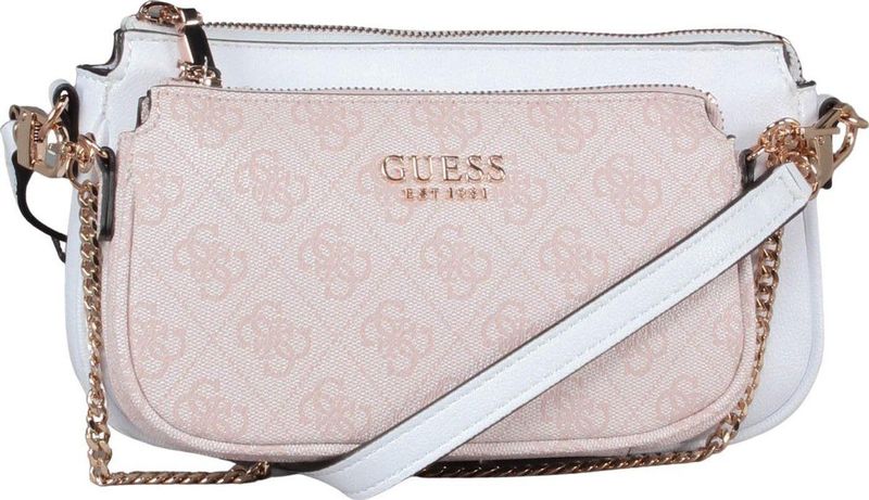 Guess - Mika - Crossbodytas - Roze - Dubbele Tas met Ritssluiting en Pasjesvakken