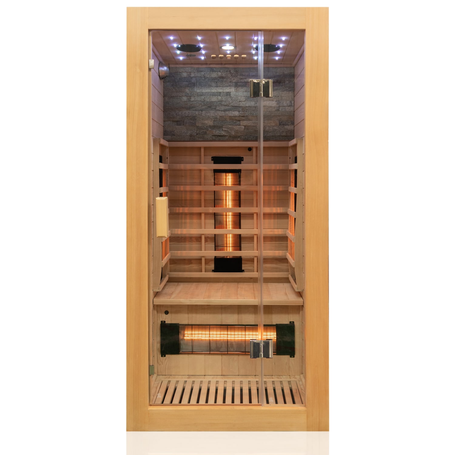Dewello® Infrarotkabine Infrarotsauna MILTON 90cm x 90cm inkl. 4 Vollspektrumstrahler, Bodenstrahler, 1 Person, LED