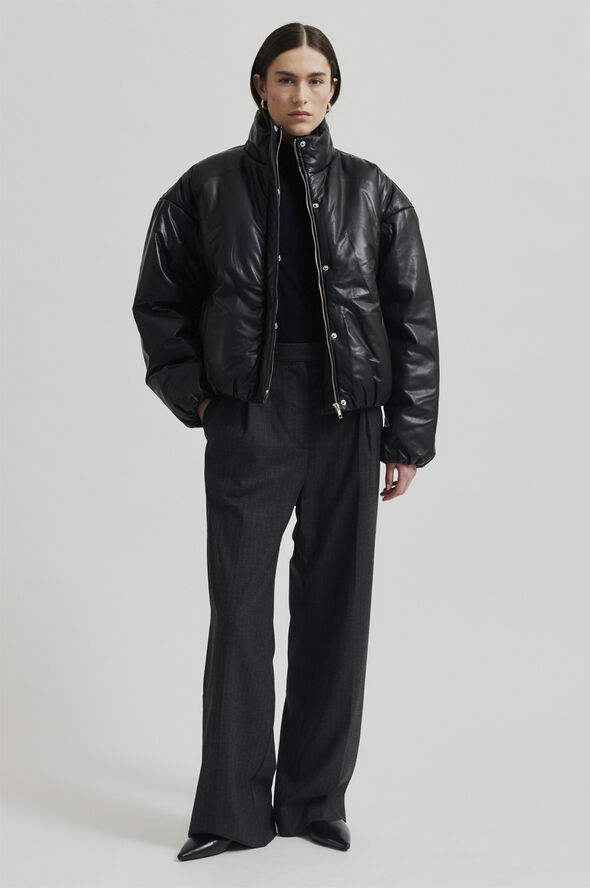 Second Female Harlow Leather Bomber Jacket Black