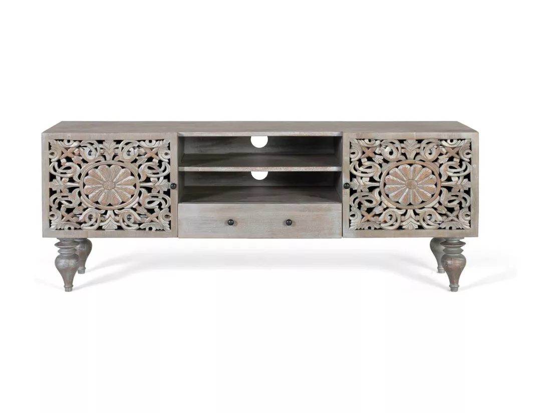 Meuble TV en bois de manguier massif 150 cm