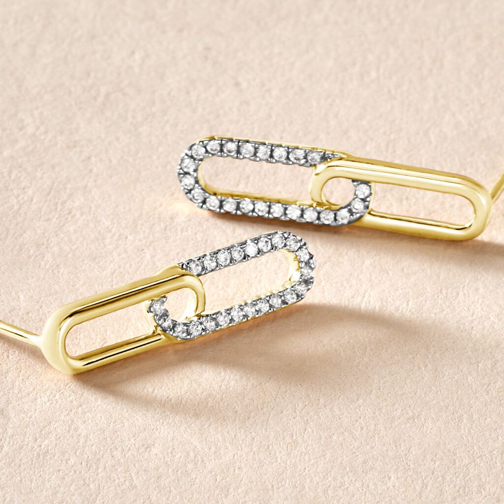 Boucles D'oreilles Pendantes Graphic Lines Or Jaune Oxyde De Zirconium