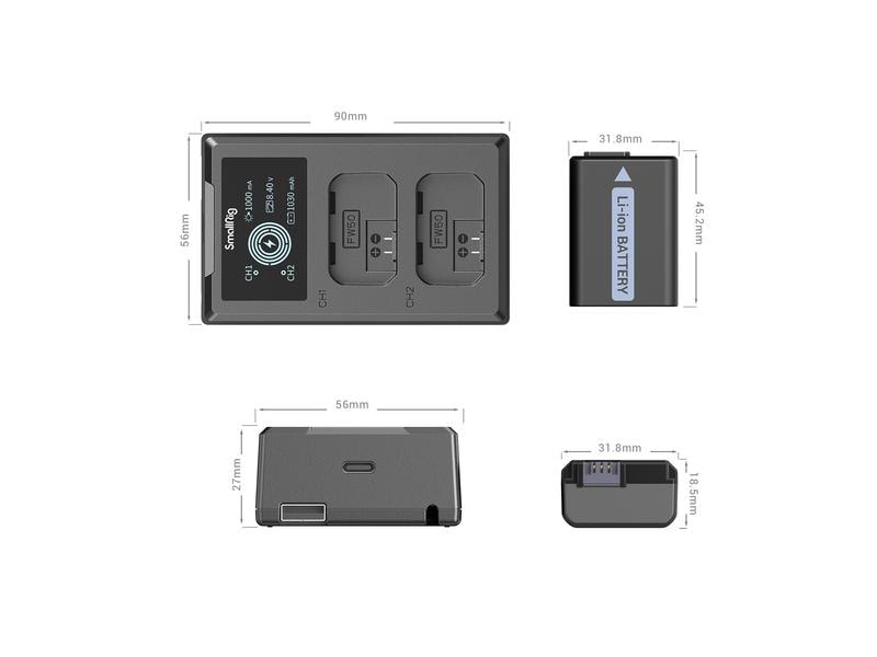 Smallrig Digitalkamera-Akku NP-FW50 Akku und Charger Kit Akku und Charger Kit NP-FW50 für Sony Kameras