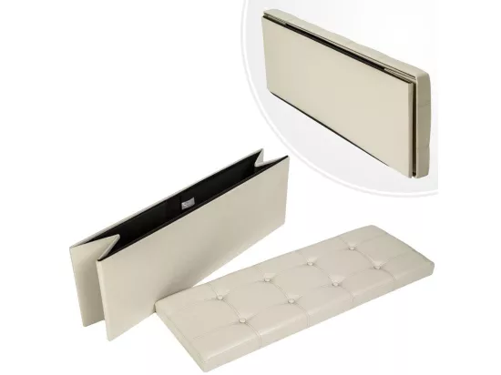 Banc coffre de rangement cuir beige 110 x 38 x 38 cm 2208143