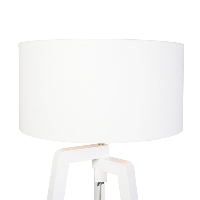 Vloerlamp tripod wit hout met witte kap 50 cm - Puros
