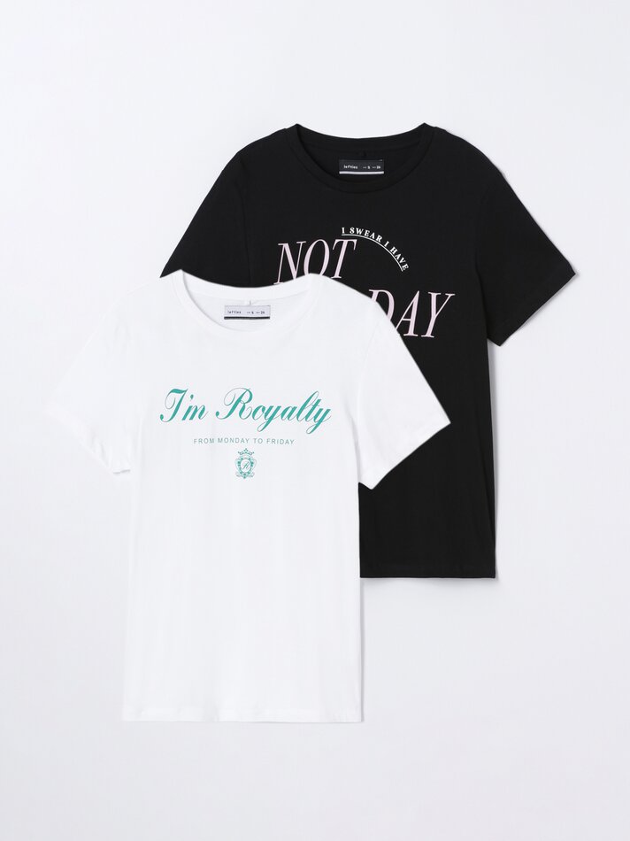 Pacote com 2 camisetas estampadas - Branca/verde