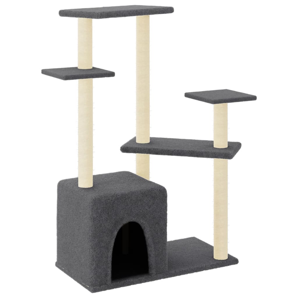Arranhador para gatos vidaXL com hastes de sisal cinza escuro, 107,5 cm