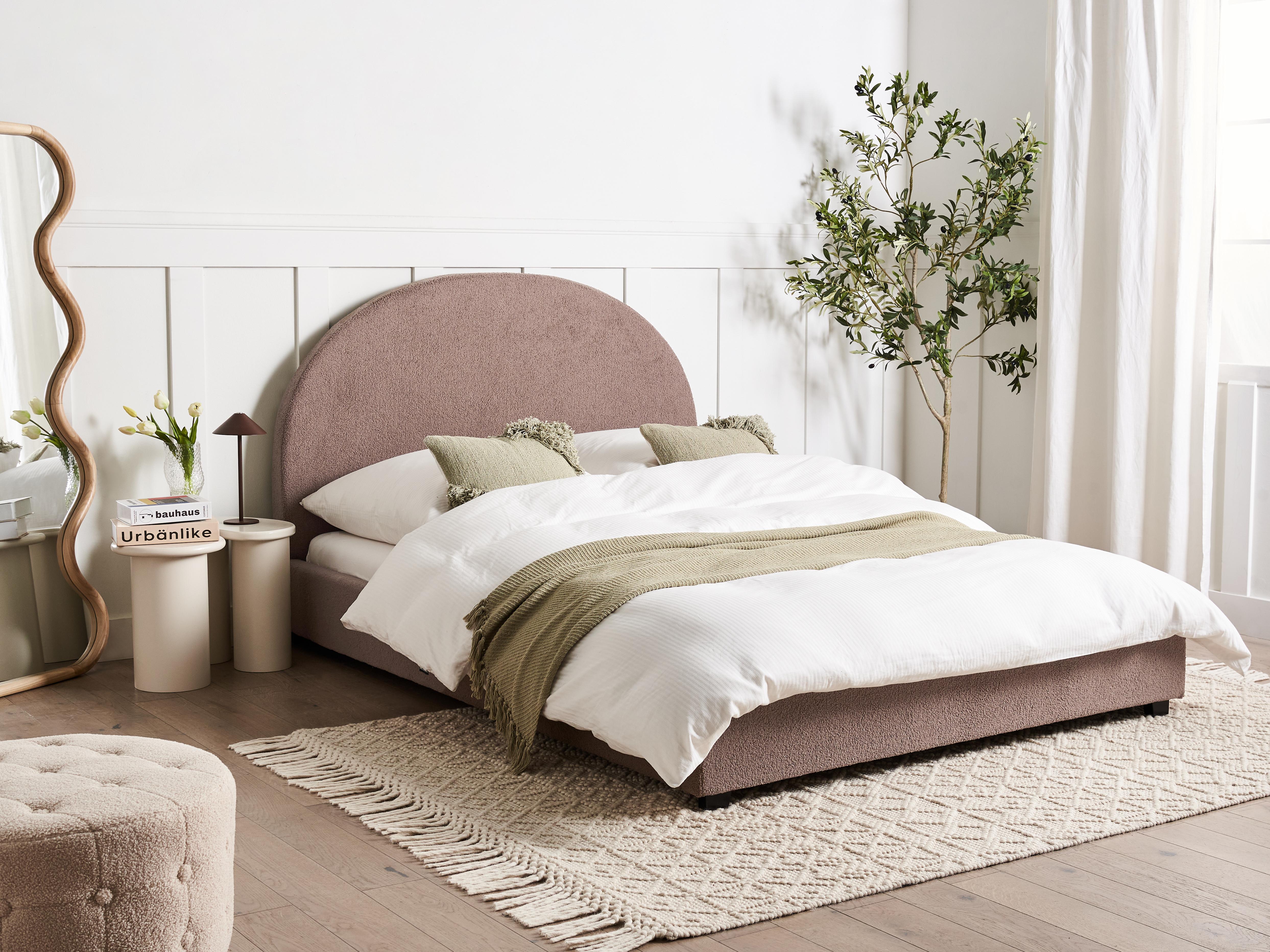 Bed Bouclé VAUCLUSE 140 x 200 cm Taupe