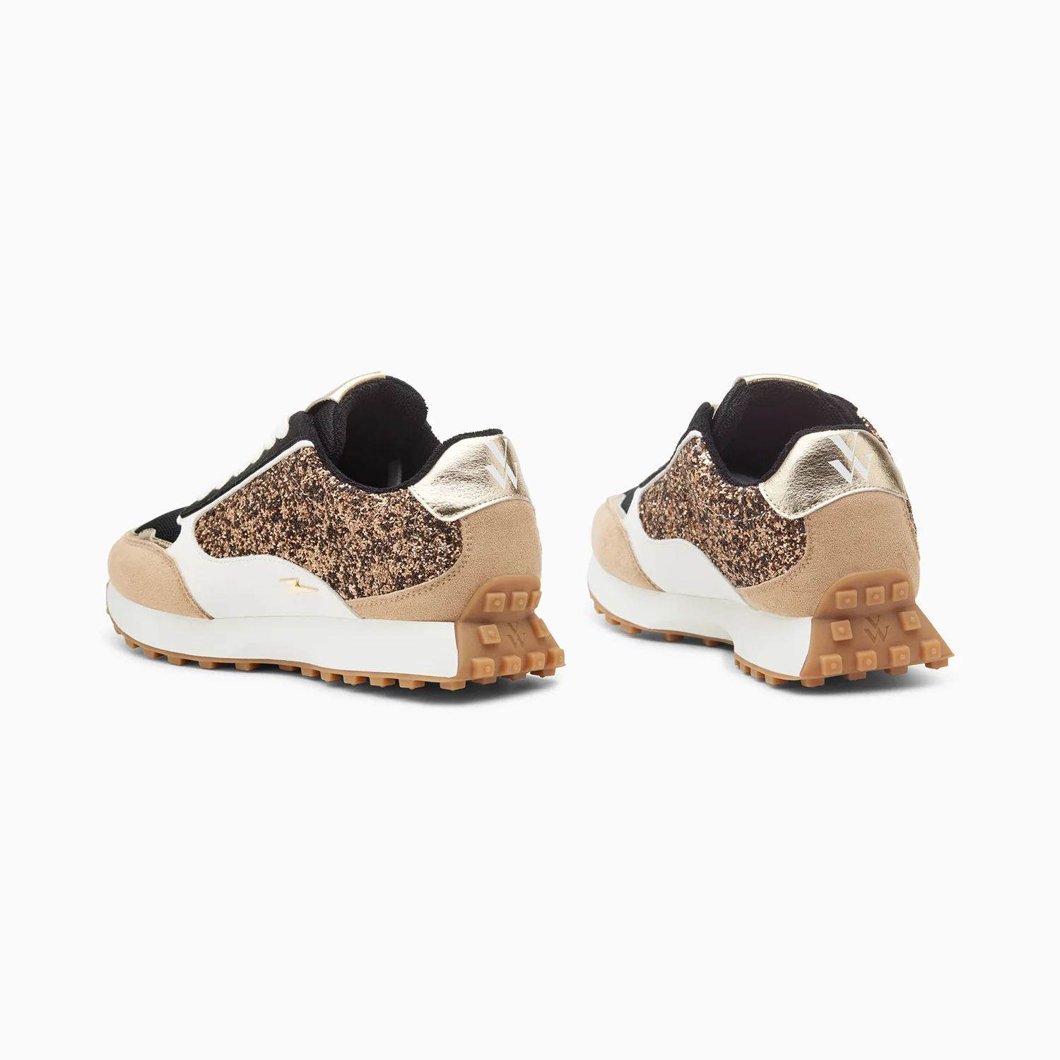 Sneakers-Baskets Cassandra bronze à paillettes et semelle running