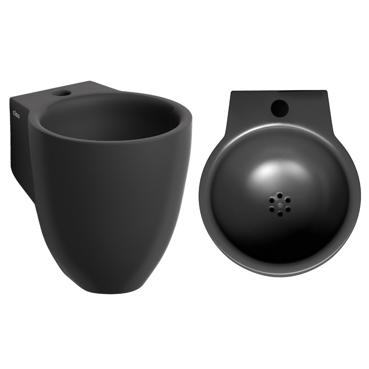 Clou Flush 6 keramische fontein 27cm met kraangat zwart mat