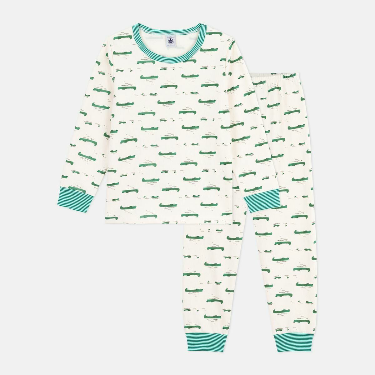 PETIT BATEAU<br>Pijama infantil de lã polar com estampa de crocodilo