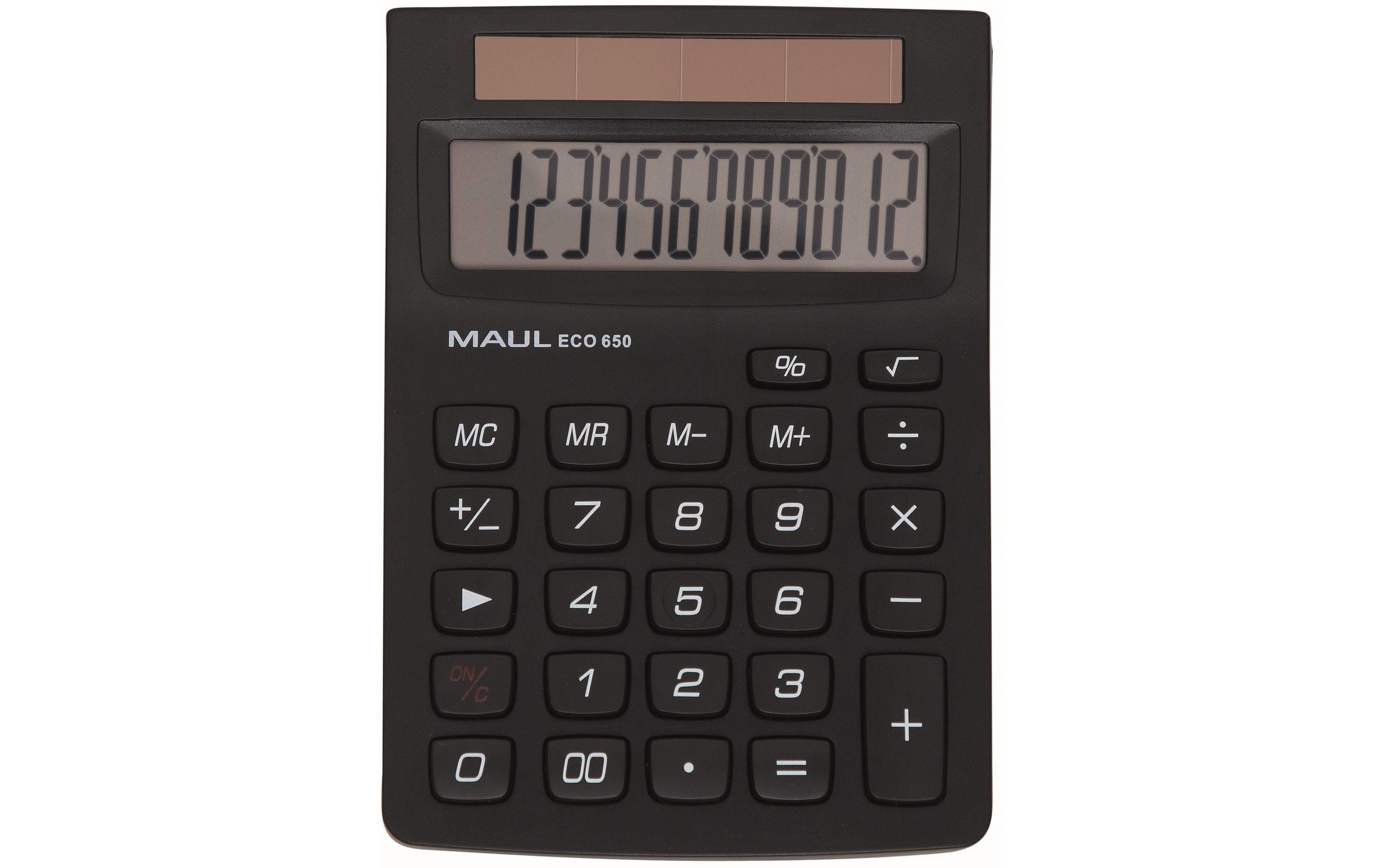 Taschenrechner ECO 650, 12 Stellen, SchwarzSolarbetriebener Tischrechner