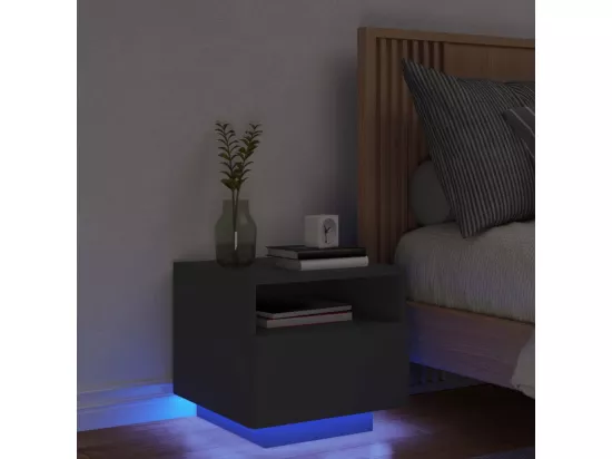 Table de chevet avec lumières LED noir 40x39x37 cm
