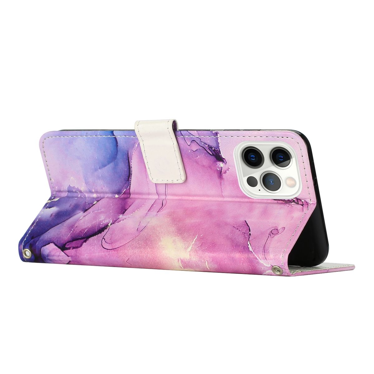 Hülle für Apple iPhone 15 Pro Max Handy Schutz Case Cover Klapp Tasche Marmor