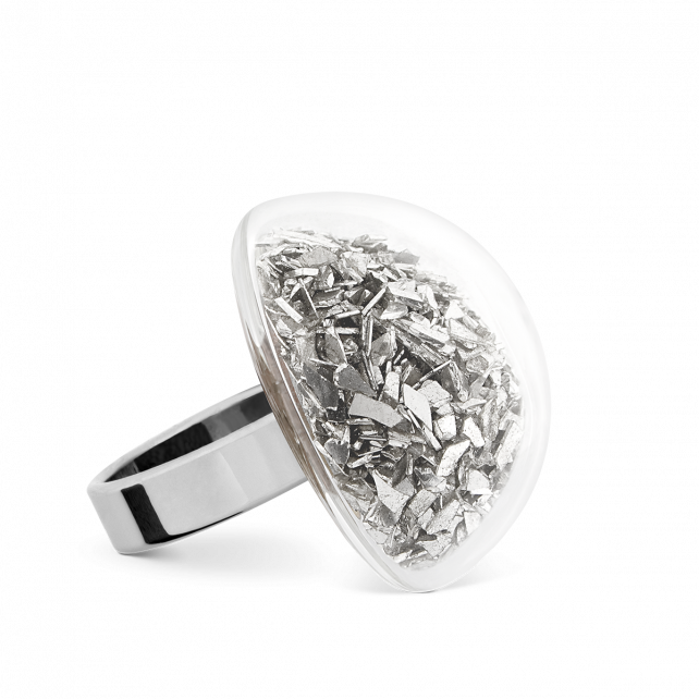 Bague en verre soufflé - Dome Medium Paillettes