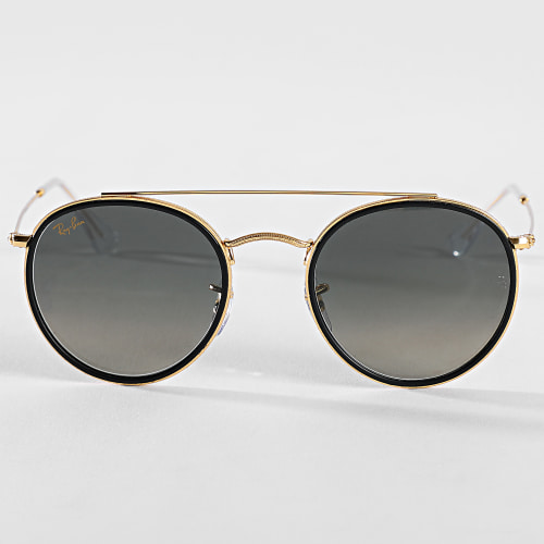 Lunettes De Soleil Round Double Bridge RB3647N Gris Dégradé Doré