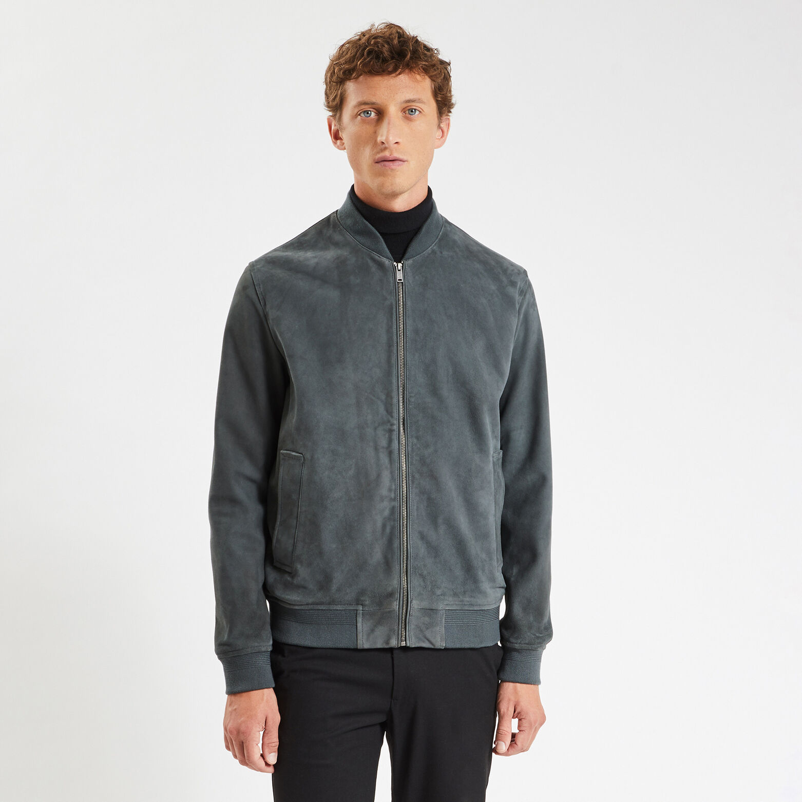 Blouson en cuir Gris foncé